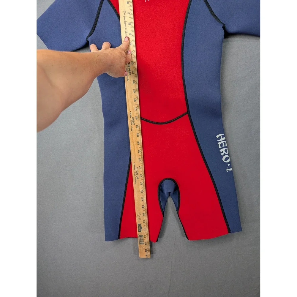 Hevto Kids Wetsuit Shorty 2mm Neoprene Red Blue Youth Size 14 HERO-L Back Zip